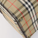 Burberrys Nova Check Boston Bag Canvas Beige Gold Auth yk19664-14