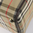 Burberrys Nova Check Boston Bag Canvas Beige Gold Auth yk19664-15