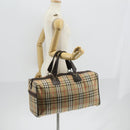 Burberrys Nova Check Boston Bag Canvas Beige Gold Auth yk19664-19