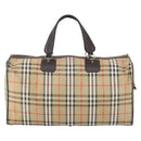 Burberrys Nova Check Boston Bag Canvas Beige Gold Auth yk19664-2