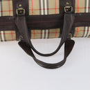 Burberrys Nova Check Boston Bag Canvas Beige Gold Auth yk19664-7