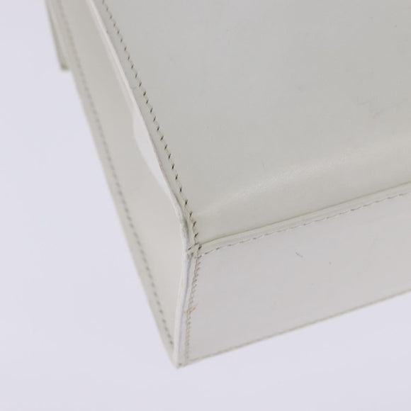 CELINE Hand Bag Leather 2way White Silver Auth yk19665