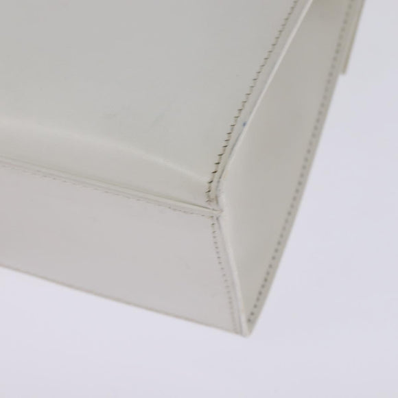 CELINE Hand Bag Leather 2way White Silver Auth yk19665