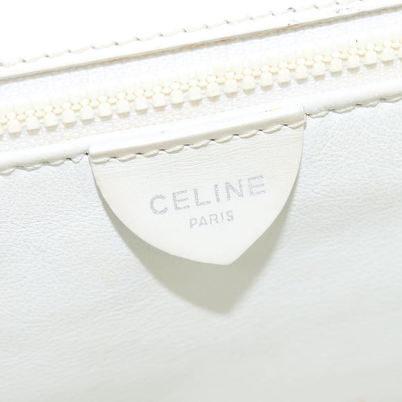 CELINE Hand Bag Leather 2way White Silver Auth yk19665