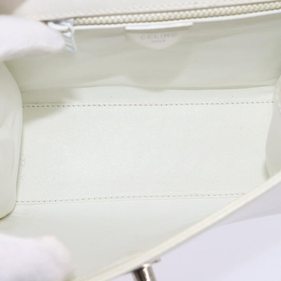 CELINE Hand Bag Leather 2way White Silver Auth yk19665