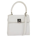 CELINE Hand Bag Leather 2way White Silver Auth yk19665-1