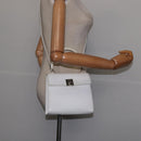 CELINE Hand Bag Leather 2way White Silver Auth yk19665-25