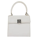 CELINE Hand Bag Leather 2way White Silver Auth yk19665-13