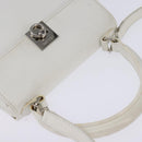 CELINE Hand Bag Leather 2way White Silver Auth yk19665-6