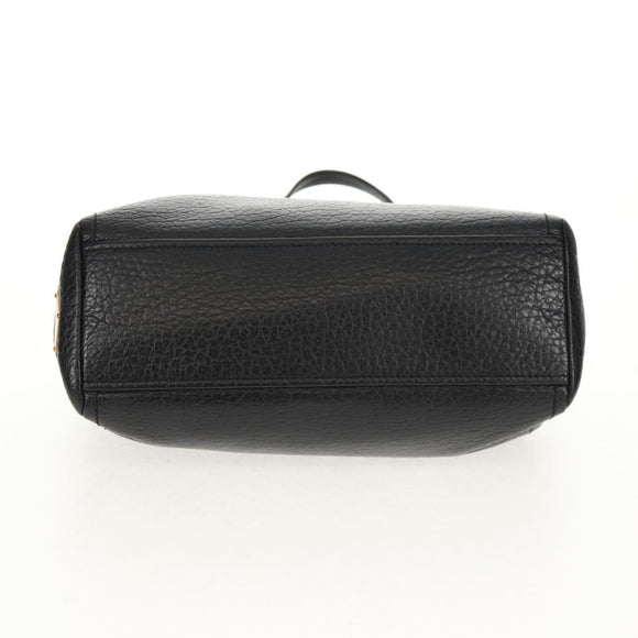 PRADA Gamaguchi Hand Bag Leather Black Gold Auth yk19666V