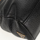 PRADA Gamaguchi Hand Bag Leather Black Gold Auth yk19666V-15