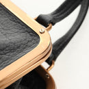 PRADA Gamaguchi Hand Bag Leather Black Gold Auth yk19666V-9