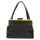 PRADA Gamaguchi Hand Bag Leather Black Gold Auth yk19666V-13