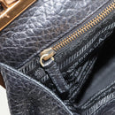 PRADA Gamaguchi Hand Bag Leather Black Gold Auth yk19666V-23