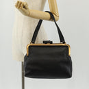 PRADA Gamaguchi Hand Bag Leather Black Gold Auth yk19666V-26