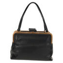 PRADA Gamaguchi Hand Bag Leather Black Gold Auth yk19666V-2