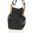 PRADA Gamaguchi Hand Bag Leather Black Gold Auth yk19666V-3