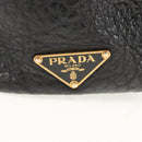 PRADA Gamaguchi Hand Bag Leather Black Gold Auth yk19666V-5