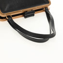 PRADA Gamaguchi Hand Bag Leather Black Gold Auth yk19666V-8