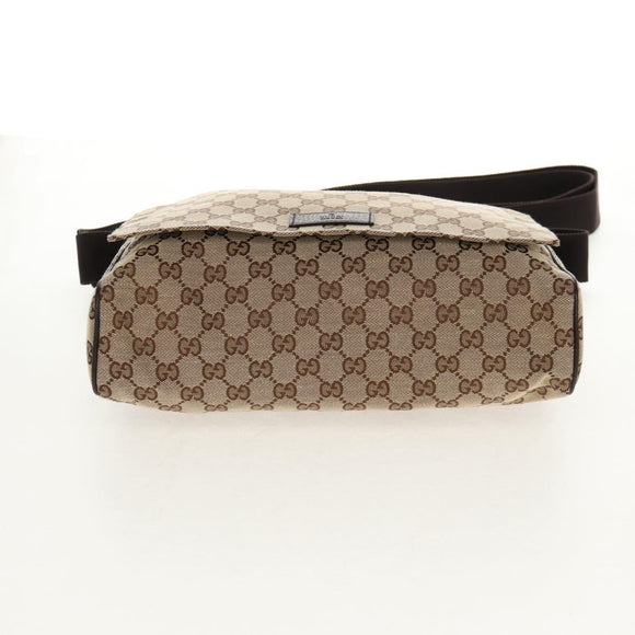 GUCCI GG Canvas Shoulder Bag Beige Silver 146236 Auth yk19669V