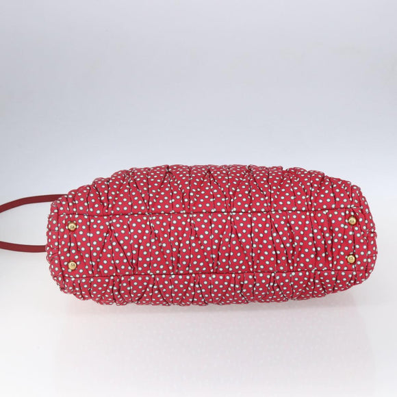 Miu Miu Matelasse Hand Bag Canvas 2way Red Gold Auth yk19675