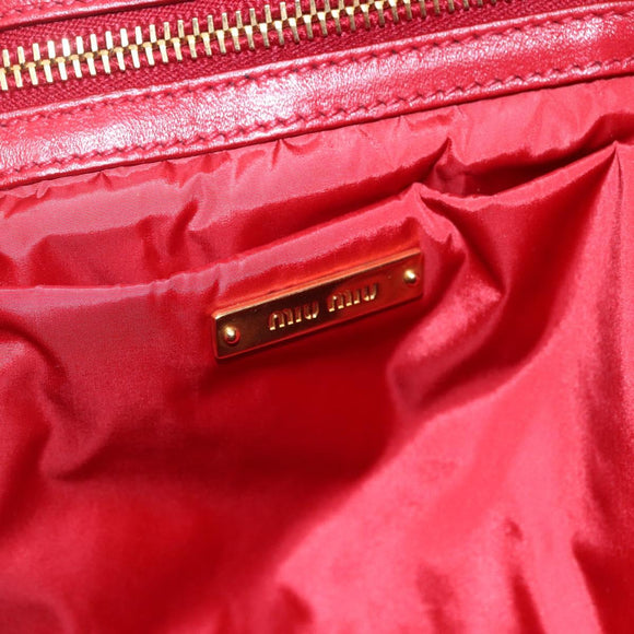 Miu Miu Matelasse Hand Bag Canvas 2way Red Gold Auth yk19675