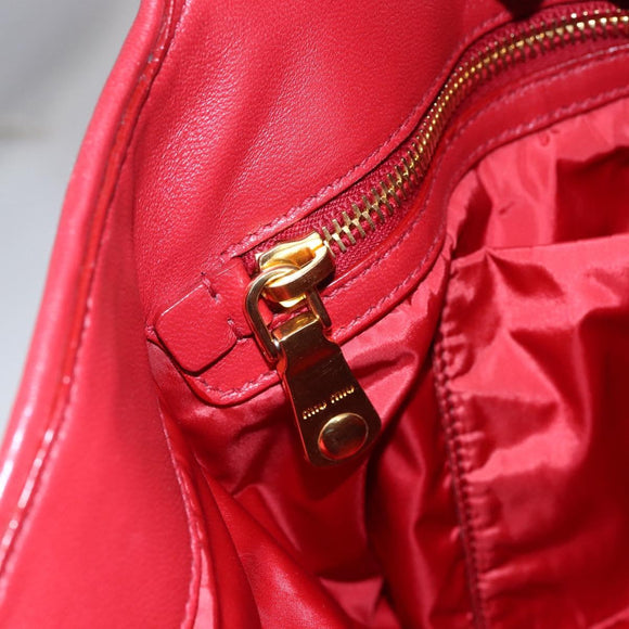 Miu Miu Matelasse Hand Bag Canvas 2way Red Gold Auth yk19675