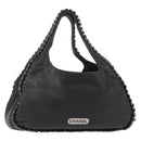 CHANEL Hobo Shoulder Bag Lamb Skin Black Silver CC Auth yk19676-1