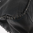 CHANEL Hobo Shoulder Bag Lamb Skin Black Silver CC Auth yk19676-9
