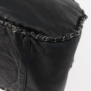 CHANEL Hobo Shoulder Bag Lamb Skin Black Silver CC Auth yk19676-16