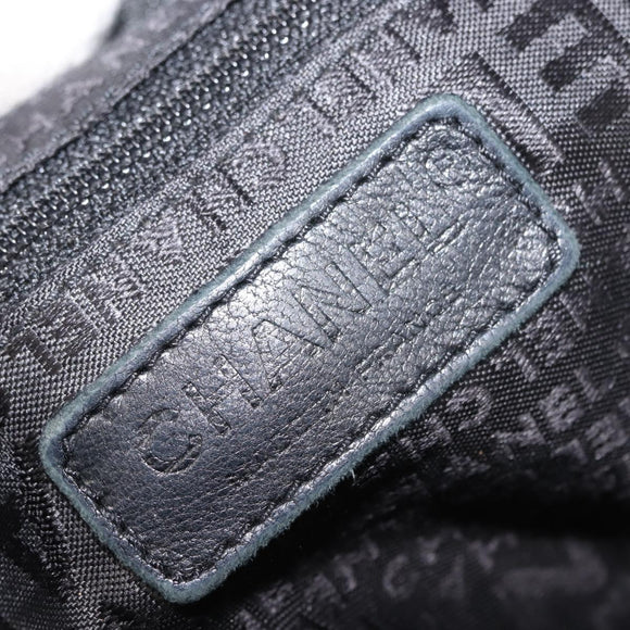 CHANEL Hobo Shoulder Bag Lamb Skin Black Silver CC Auth yk19676