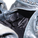 CHANEL Hobo Shoulder Bag Lamb Skin Black Silver CC Auth yk19676-20