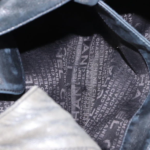 CHANEL Hobo Shoulder Bag Lamb Skin Black Silver CC Auth yk19676