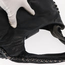 CHANEL Hobo Shoulder Bag Lamb Skin Black Silver CC Auth yk19676-6