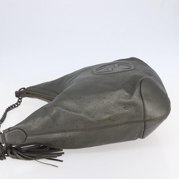 GUCCI Soho Chain Shoulder Bag Leather Silver tone 326706 Auth yk19690