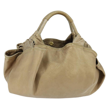 LOEWE Anagram Nappa Aire Hand Bag Leather Gold Tone Auth yk19696