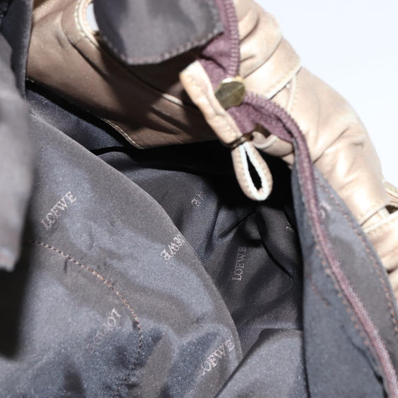 LOEWE Anagram Nappa Aire Hand Bag Leather Gold Tone Auth yk19696