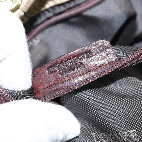 LOEWE Anagram Nappa Aire Hand Bag Leather Gold Tone Auth yk19696