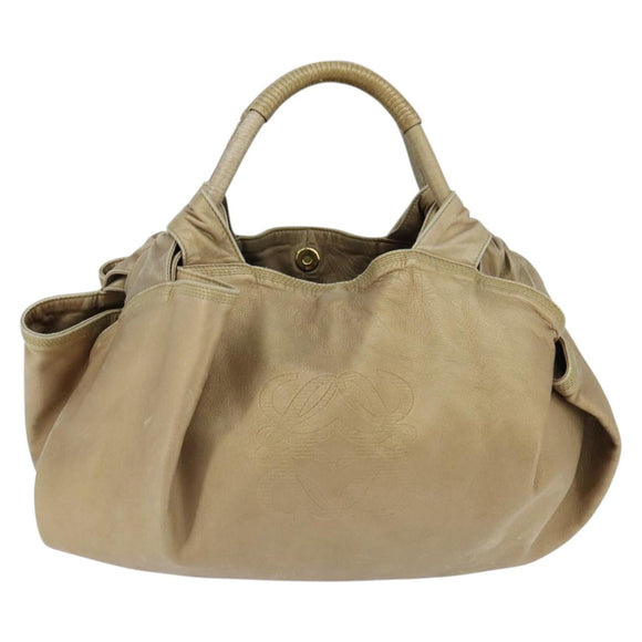 LOEWE Anagram Nappa Aire Hand Bag Leather Gold Tone Auth yk19696