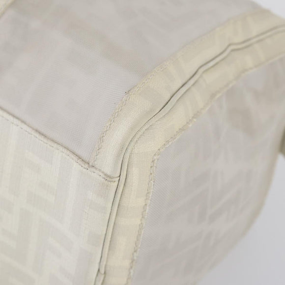 FENDI Zucca Mesh Boston Bag PVC White Silver Auth yk19697