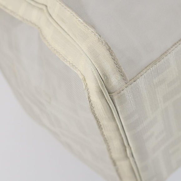 FENDI Zucca Mesh Boston Bag PVC White Silver Auth yk19697