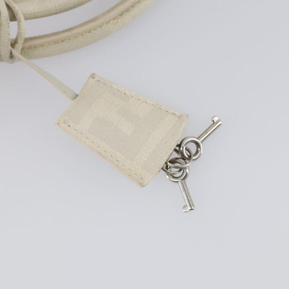 FENDI Zucca Mesh Boston Bag PVC White Silver Auth yk19697