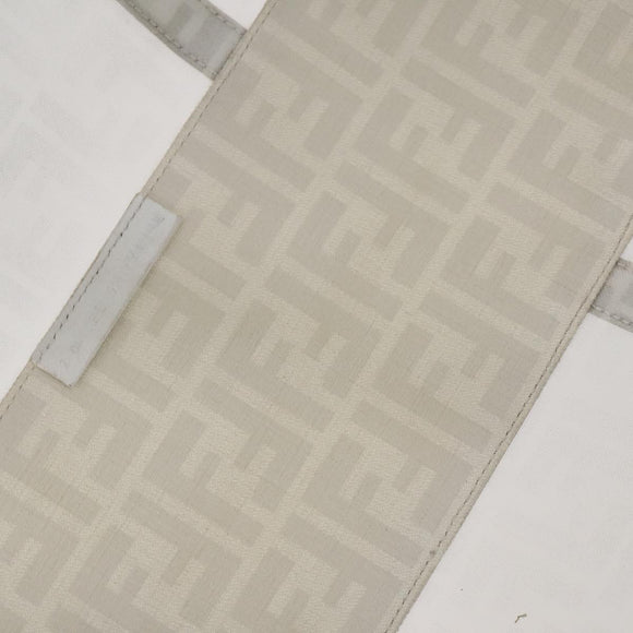 FENDI Zucca Mesh Boston Bag PVC White Silver Auth yk19697