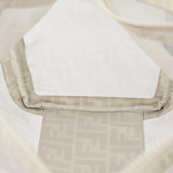 FENDI Zucca Mesh Boston Bag PVC White Silver Auth yk19697