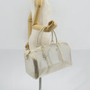 FENDI Zucca Mesh Boston Bag PVC White Silver Auth yk19697-20