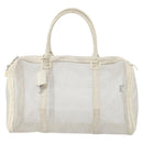 FENDI Zucca Mesh Boston Bag PVC White Silver Auth yk19697-13