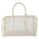 FENDI Zucca Mesh Boston Bag PVC White Silver Auth yk19697-2