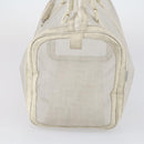 FENDI Zucca Mesh Boston Bag PVC White Silver Auth yk19697-3