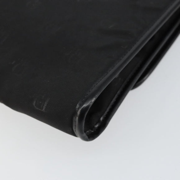 Christian Dior Chain Shoulder Bag Nylon Black Gold Auth yk19698