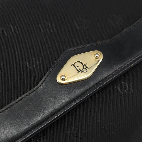 Christian Dior Chain Shoulder Bag Nylon Black Gold Auth yk19698